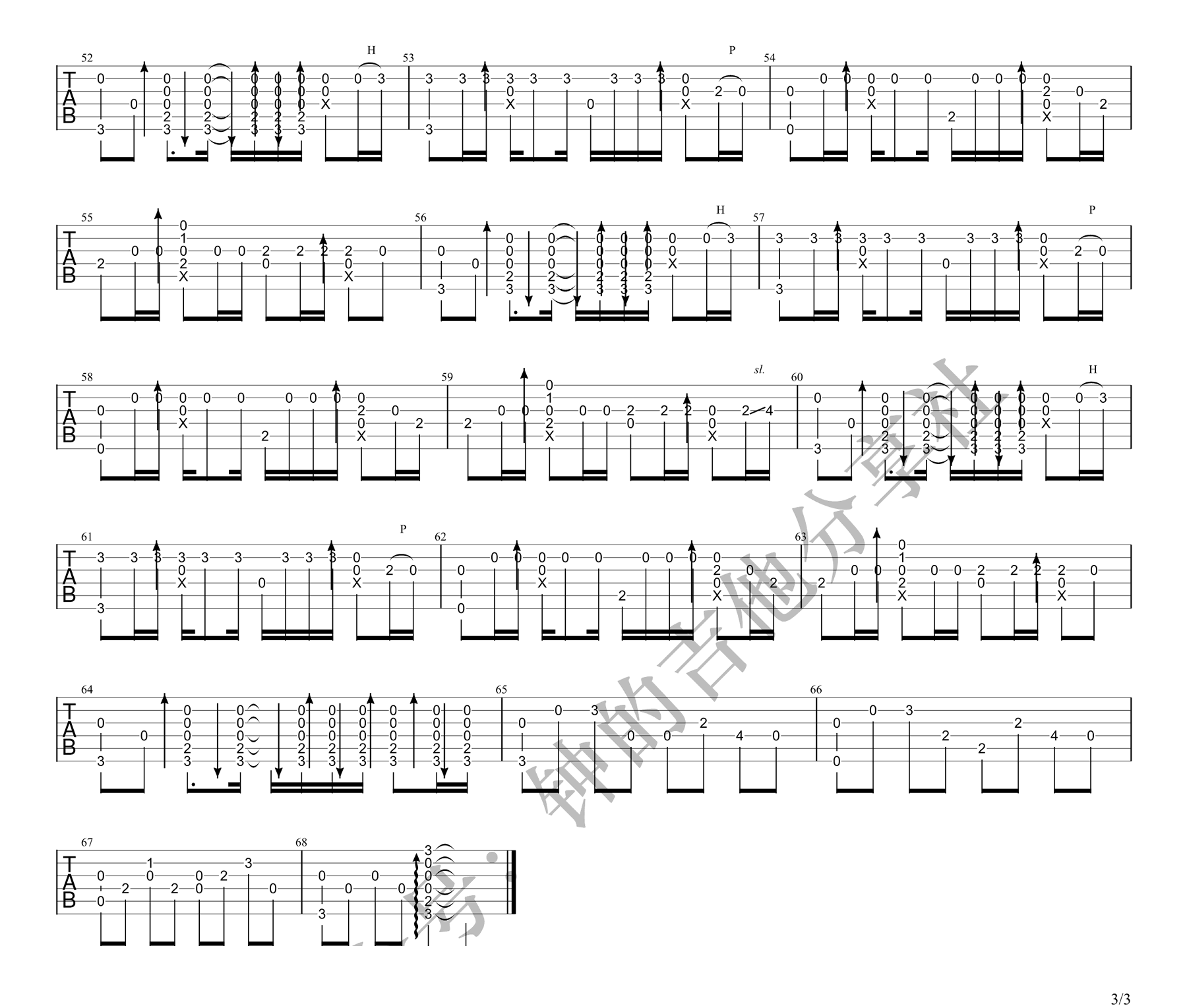 稻香指弹吉他谱3-周杰伦