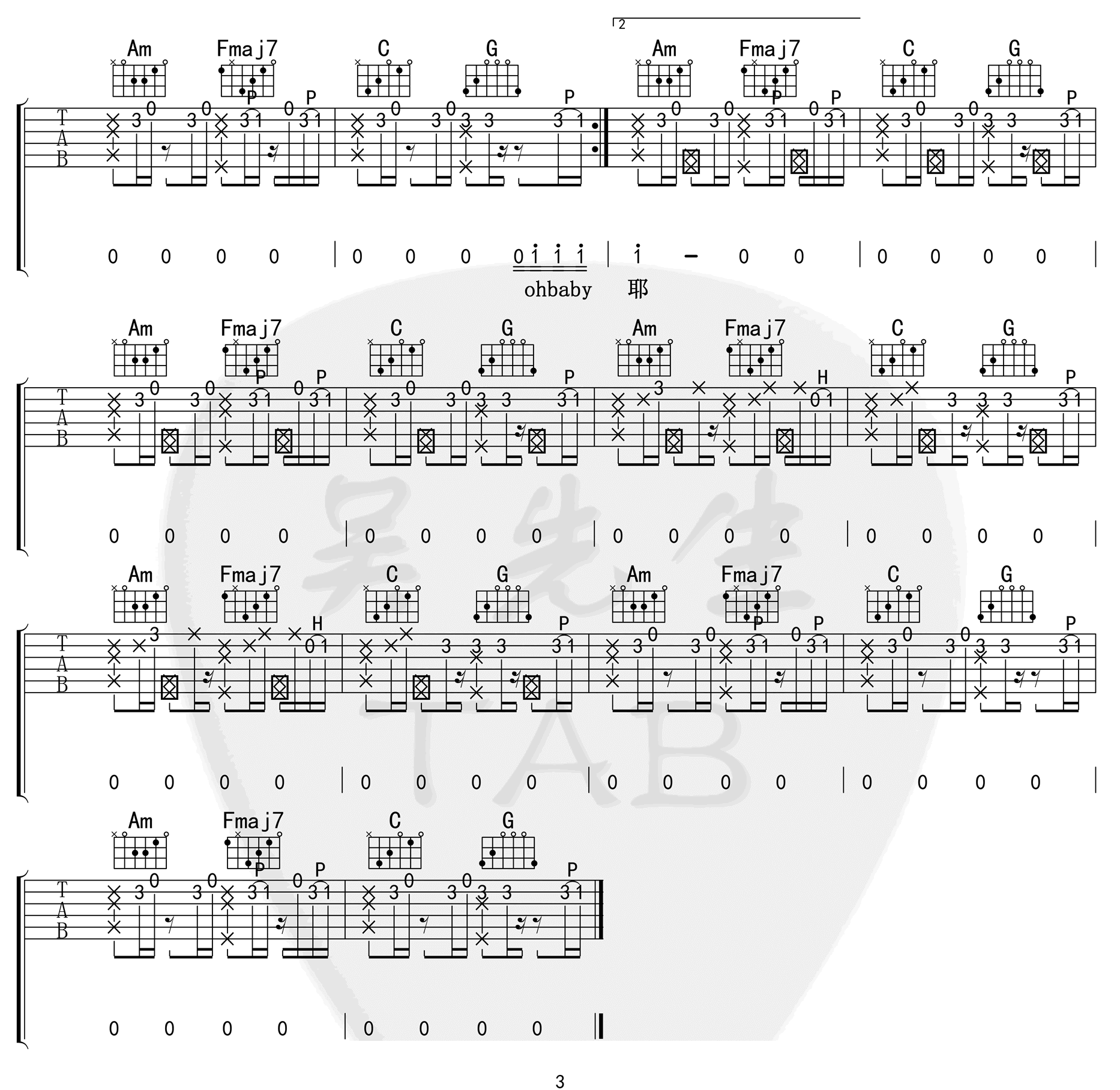 最甜情歌吉他谱3-红人馆