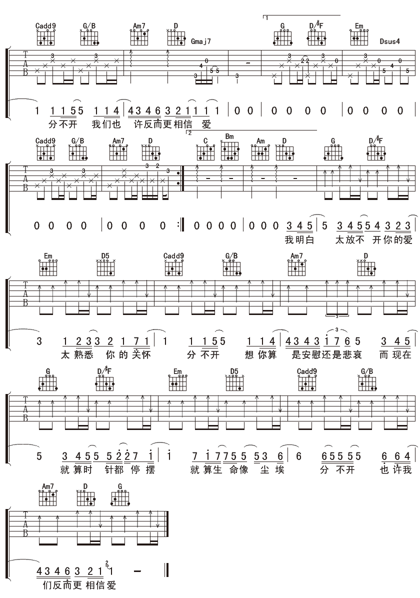 忽然之间吉他谱2-Tank