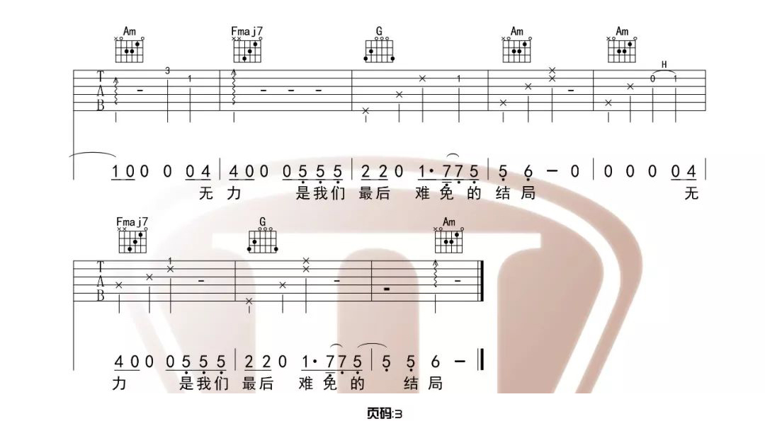 多想在平庸的生活拥抱你吉他谱3-隔壁老樊