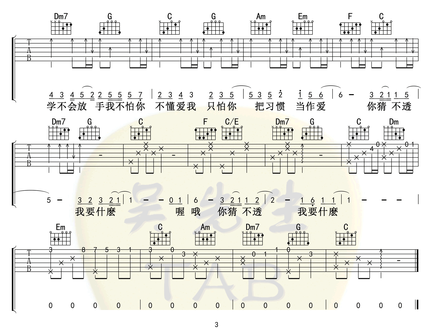 这就是爱吗吉他谱3-容祖儿