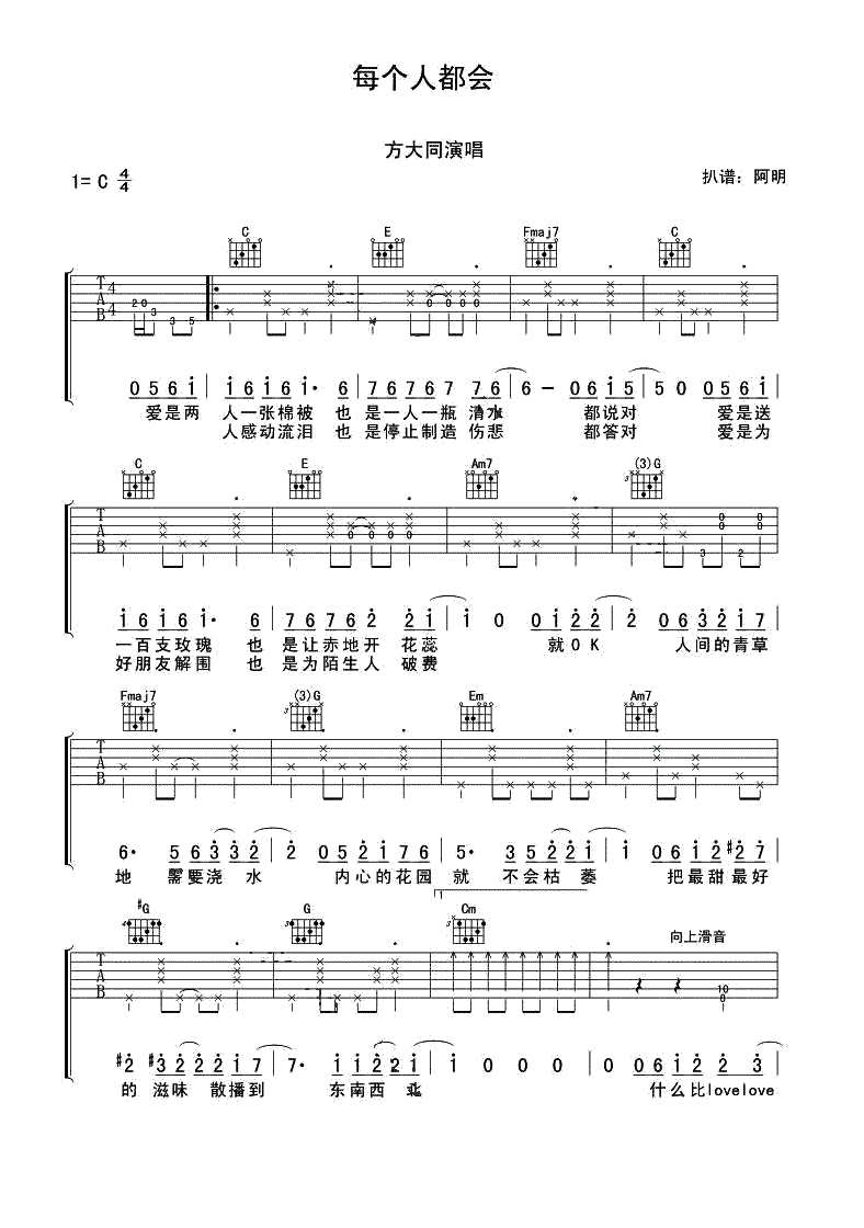 每个人都会吉他谱1-方大同