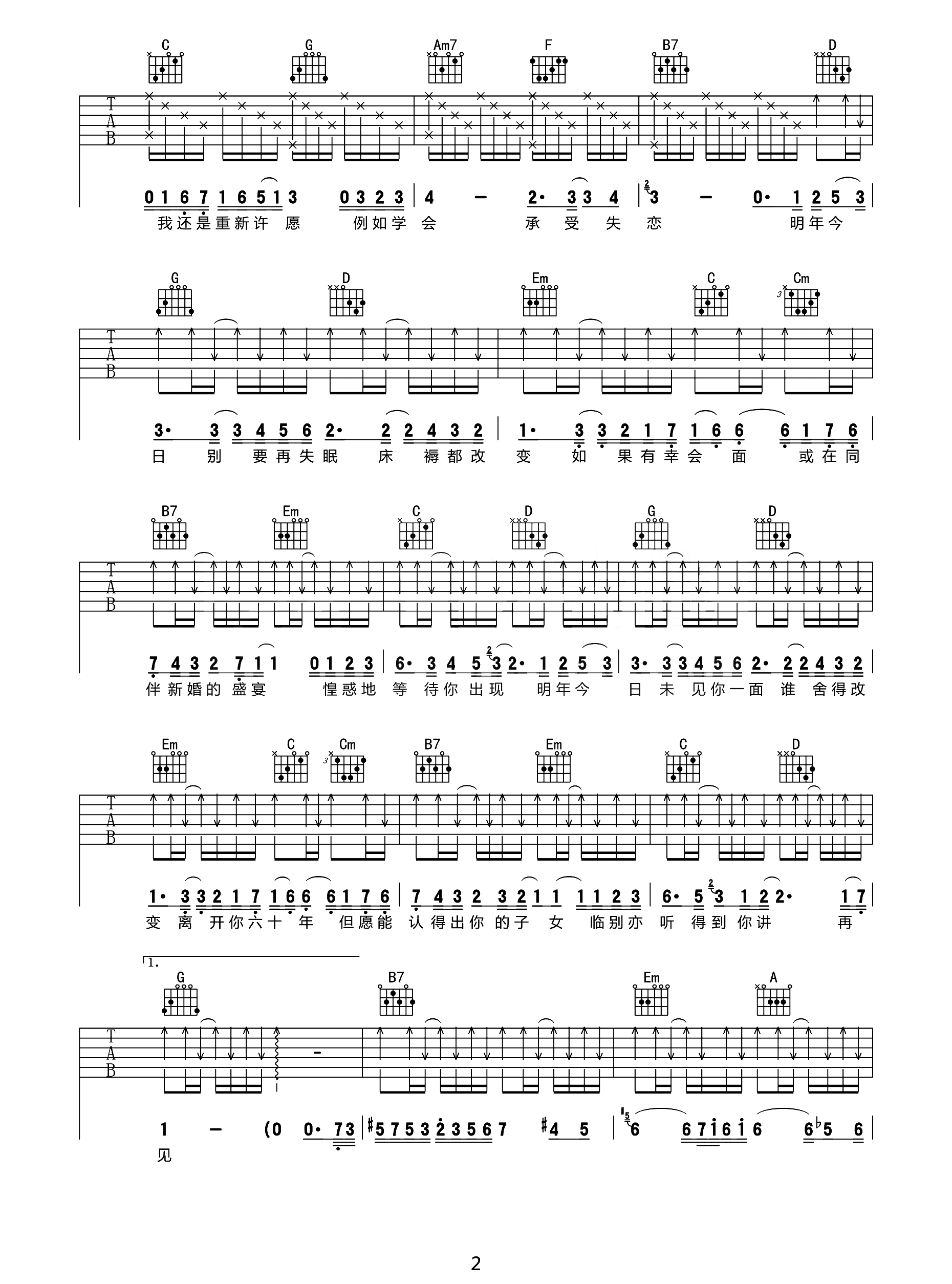 明年今日吉他谱2-陈奕迅