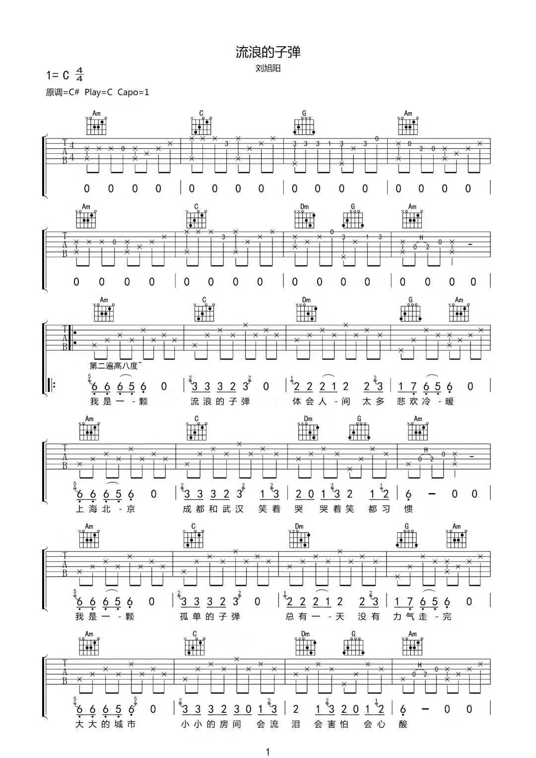 流浪的子弹吉他谱1-刘旭阳