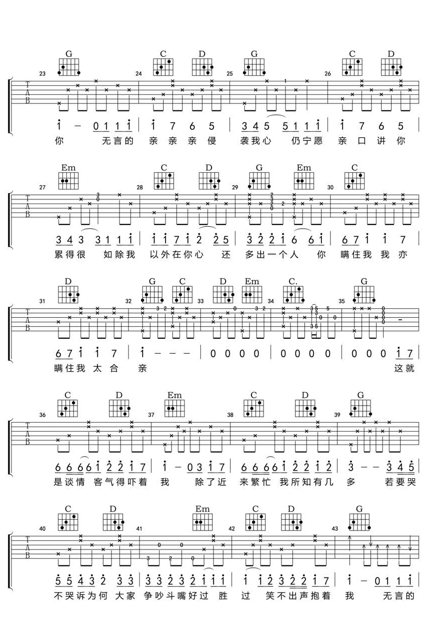 你瞒我瞒吉他谱2-陈柏宇