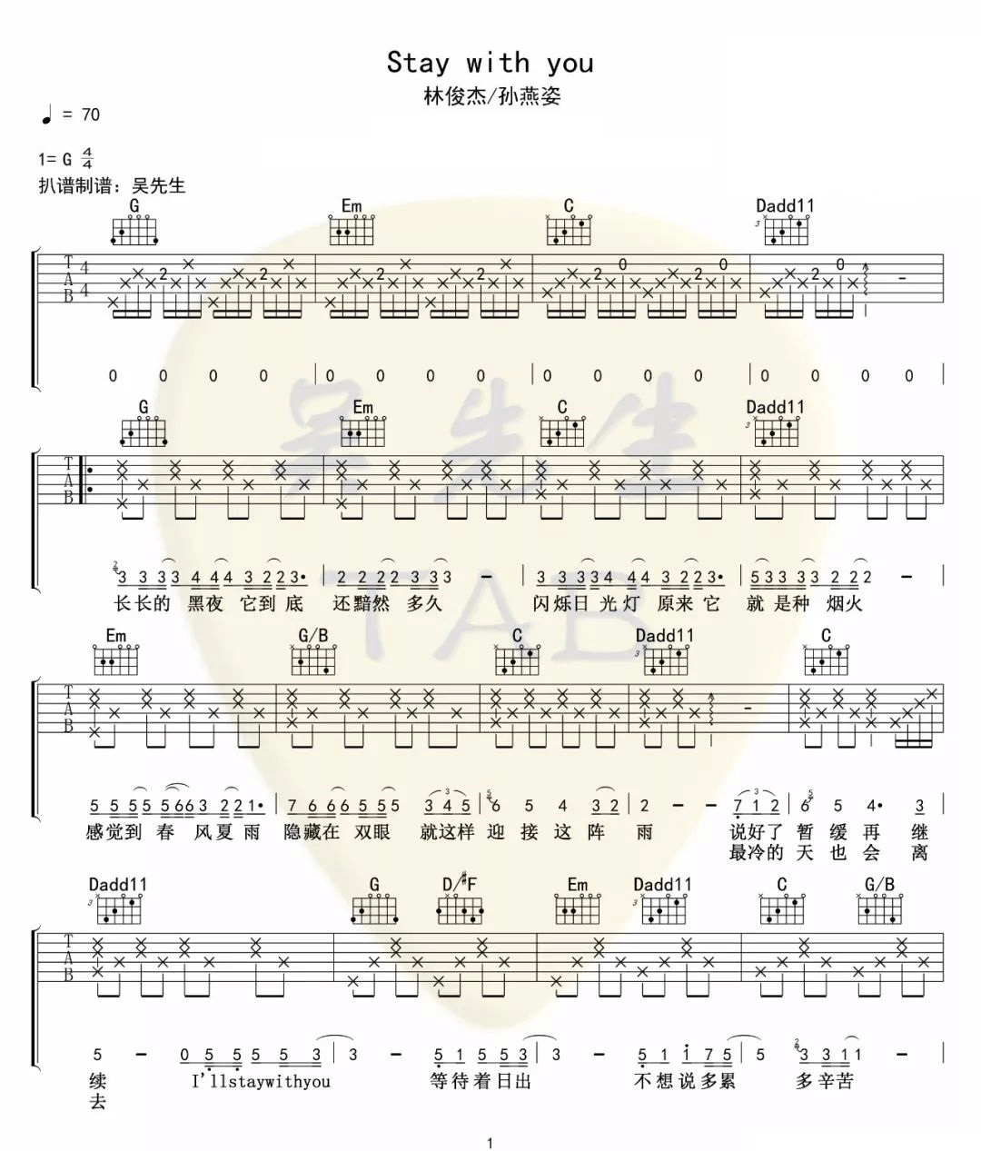 Stay-With-You吉他谱1-林俊杰