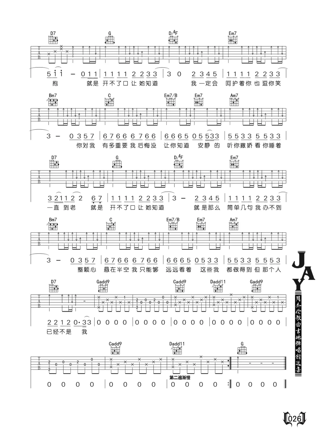 开不了口吉他谱2-周杰伦