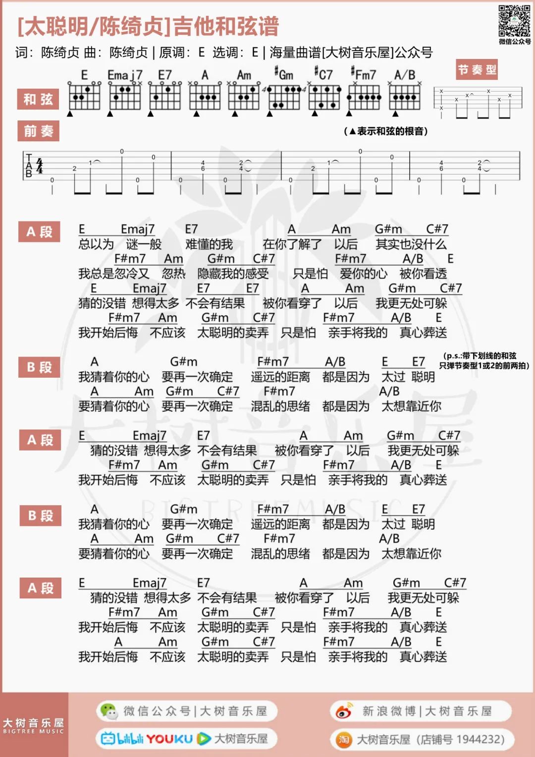 太聪明吉他谱8-陈绮贞